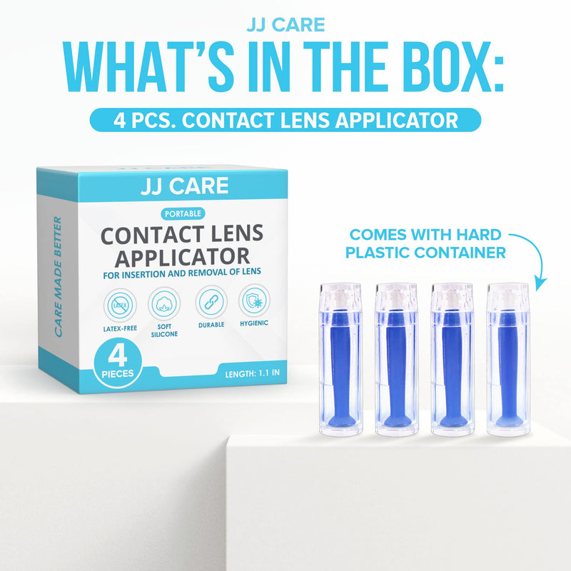 [Australia] - JJ CARE Contact Lens Applicator - Pack of 4 Contact Lens Remover Suction Tool for Hard Lenses, Silicone Rubber Eye Contact Plunger for Hard Contacts, Contact Removal Tool for Permeable Gas Lenses 