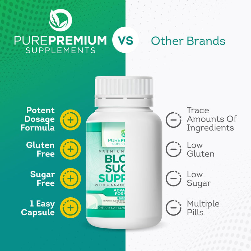 [Australia] - PurePremium Supplements - Advanced Formula to Support Normal Blood Sugar Levels with Cinnamon & Mulberry Extract - All Natural Herbal Health Support with Cinnamon - 2 Months Supply - 60 Capsules 1 Count (Pack of 60) 