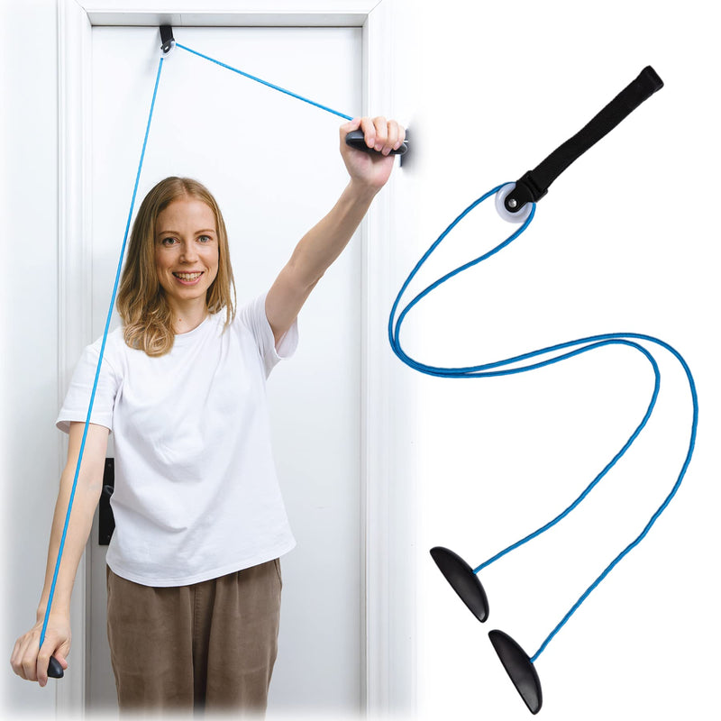 Shoulder Pulley Over The Door Physical Therapy System, Exercise Pulley, Alleviate Shoulder Pain and Facilitate Recovery from Surgery, FSA/HSA Eligible Blue