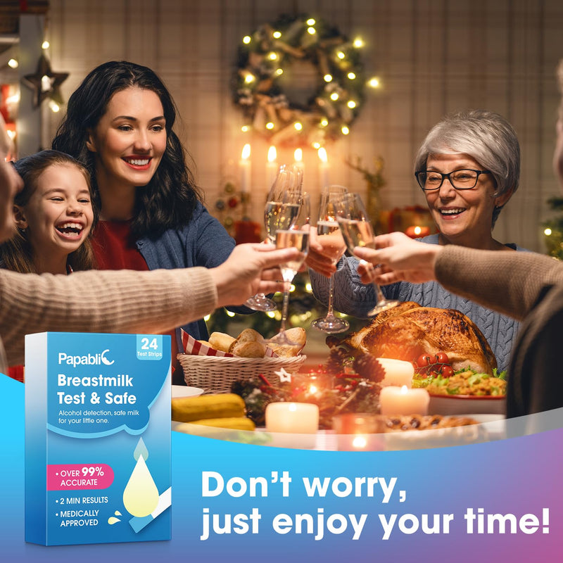 Papablic 24Pcs Alcohol Test Strips for Breastmilk, Quick Results in 2 Minutes Breast Milk Alcohol Test Strips for Breastfeeding Moms at Home Holiday Party 24 Count (Pack of 1)