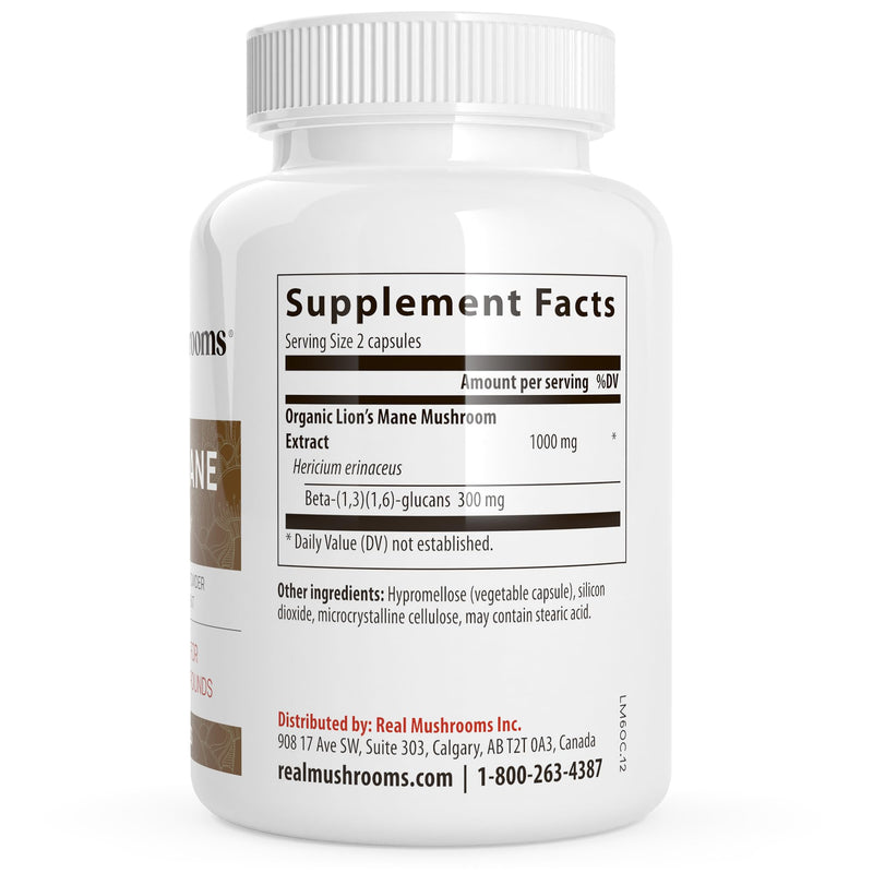 [Australia] - Real Mushrooms Lion‚Äôs Mane Supplement Capsules - Organic Lions Mane Extract for Overall Wellbeing - Beta Glucan Supplements ‚Äì Vegan 300 ct Mushroom Extract 