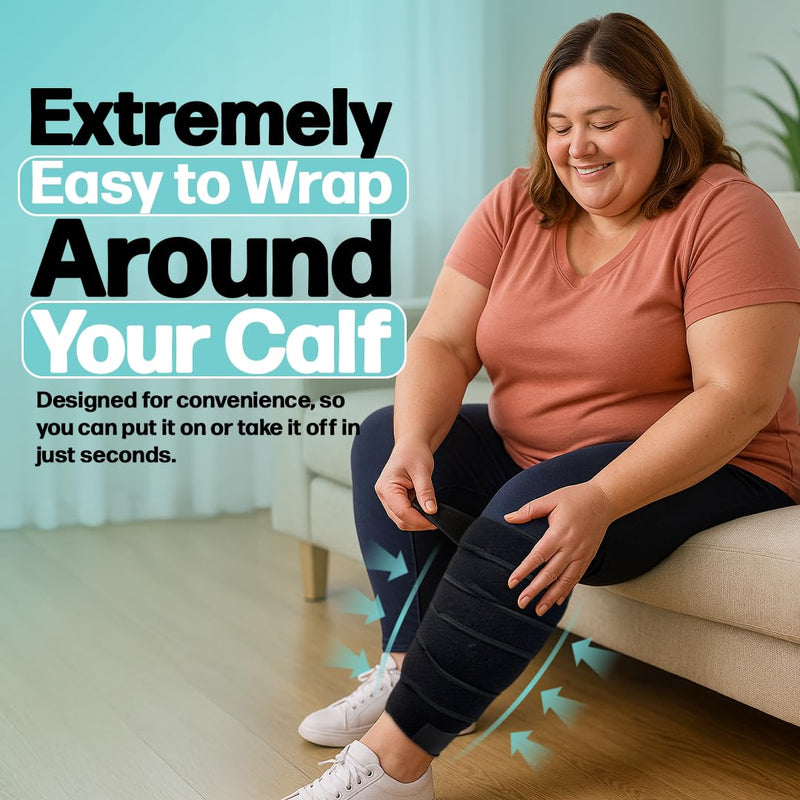 Beltwell® Adjustable Lymphedema Calf Compression Wrap for Swelling, Edema, Lipedema, Circulation, Heaviness, Pain - Easy to put on XXL - TALL Beige