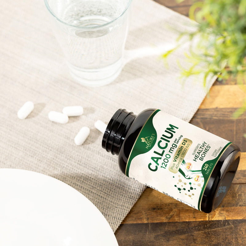 [Australia] - Calcium 1200 mg with Vitamin D3, Calcium Supplement Vitamins, Supports Bone Strength, Teeth & Immune System, Calcium Supplements for Women & Men, Nature's Absorbable Calcium Carbonate - 240 Tablets 240 Count (Pack of 1) 