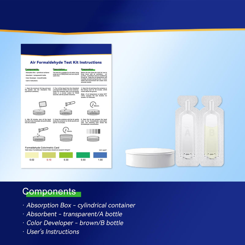 Air Formaldehyde (HCHO) DIY Test Kit - Used for Air Quality Testing, Detector Used for Home, Residential, Business, Hotel, Hospital, School, Furniture, Auto (Pack of 1)