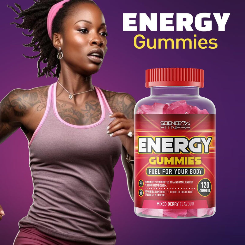 Energy Gummies |120 Mixed Berry Flavour Gummies from Science Fitness Brand |4 Months Supply 120
