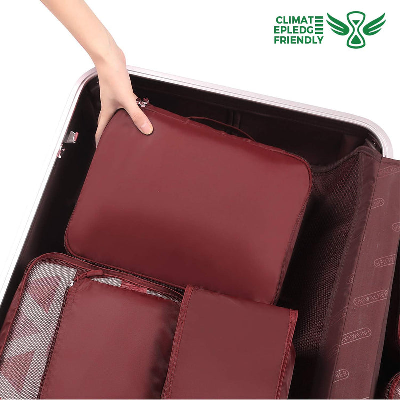 BAGAIL 8 Set Packing Cubes Luggage Packing Organizers for Travel Accessories-Wine Red Wine Red