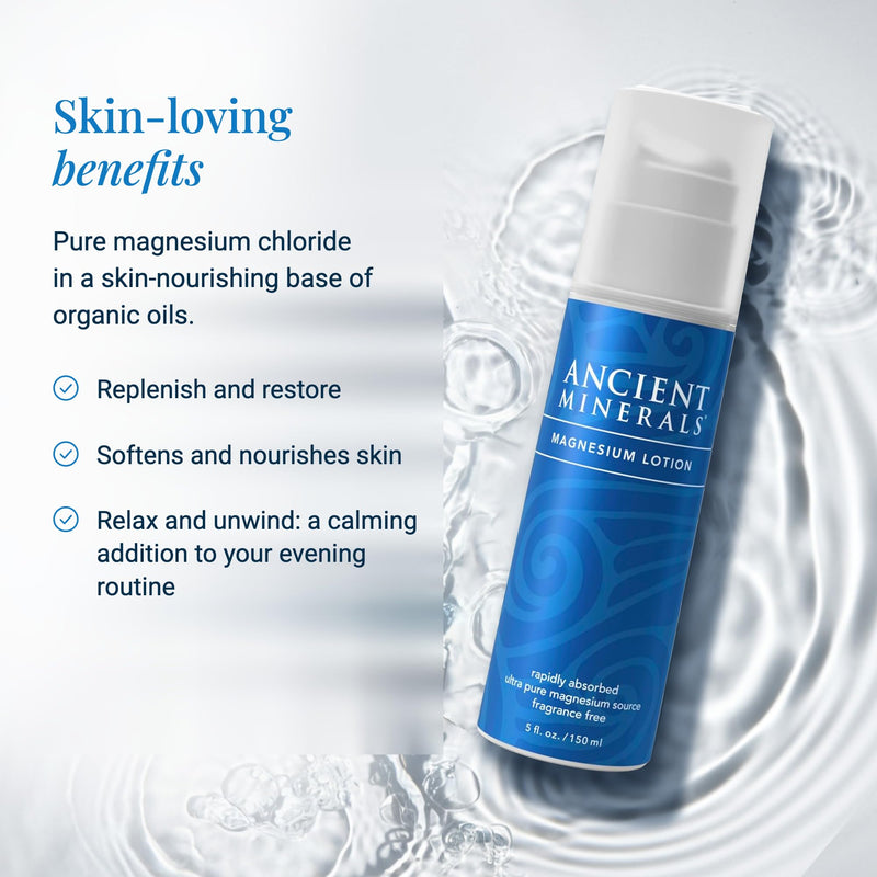 Ancient Minerals Magnesium Cream Lotion, Zechstein Chloride, 5oz | Magnesium chloride cream with shea butter, organic oils & hyaluronic acid. Non-greasy body lotion for skin hydration. 5 oz. 5 Fl Oz (Pack of 1)