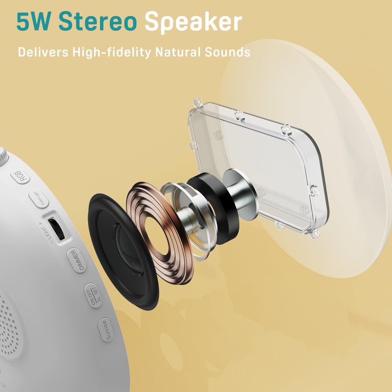 [Australia] - JALL Sunrise Alarm Clock White Noise Sound Machine with 22 Soothing Sounds, 17 NightLights, Bluetooth Speaker, Wake Up Light Alarm Clock for Bedrooms, Heavy Sleepers, Ideal Gift for Baby, Kids Seniors 