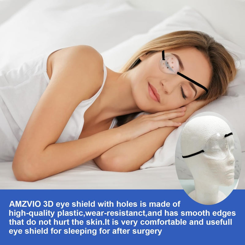 [Australia] - AMZVIO 2pcs Eye Shield After Cataract Surgery,Cataract Eye Shield With Extended Elastic Strap Longer & Wider for Adults,Clear Eye Patch for Sleeping after Surgery 