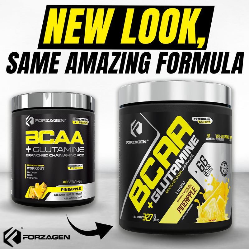 [Australia] - Forzagen BCAAS Amino Acids Powder with Glutamine BCAA Powder, Branched Chain Amino Acids Supplements Powder, BCAA Lean Energy Pre Workout - Post Workout Muscle Recovery Powder, 30 Servings Pineapple 