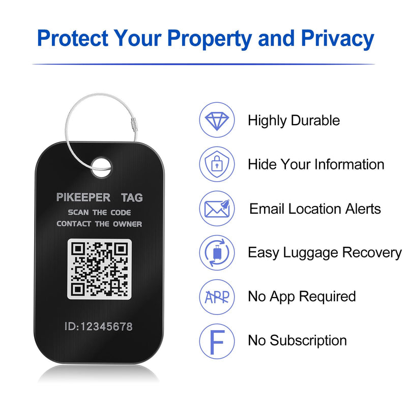 4-Pack Smart QR Code Luggage Tags, Location & Privacy Suitcase Tag | Privacy Cloud Control | Dynamic Contact Info | Instant Scan Alerts | Lost & Found System | Premium Aluminum Black Classic Suitcase Edition 4