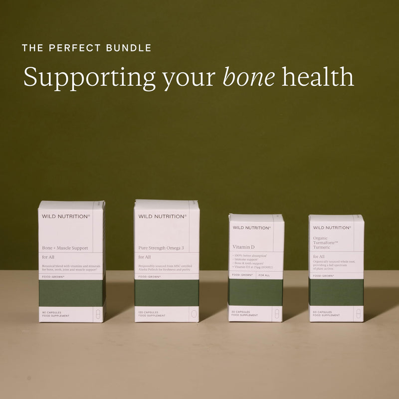 WILD NUTRITION Food-Grown Bone + Muscle Support | Support Bone Health | Key Minerals Calcium, Zinc, Magnesium and Vitamins C, D and K