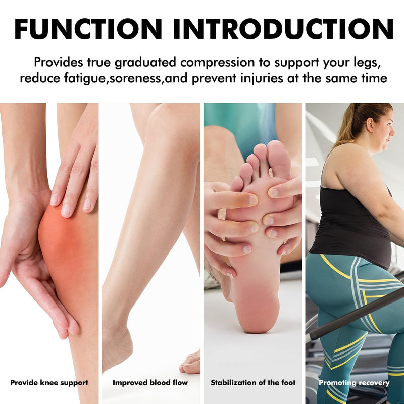 [Australia] - Pnosnesy 3 pairs of plus size compression stockings for men and women, wide calf width 20-30, extra large knee-high support for blood circulation XXL MIX 1 