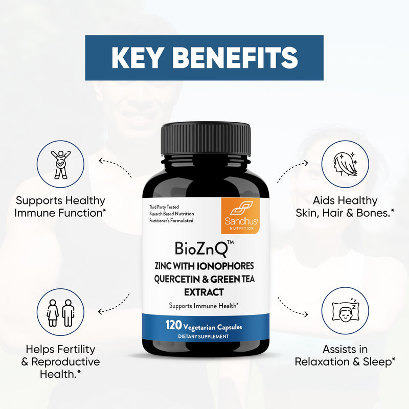 Sandhu's Zinc Supplement with Ionophores| Quercetin & Green Tea Extract for Superior Absorption and High Potency| 800mg Vegetarian Capsules 120 Count (Pack of 1)| Immune Support for Men & Women 120 Count (Pack of 1)