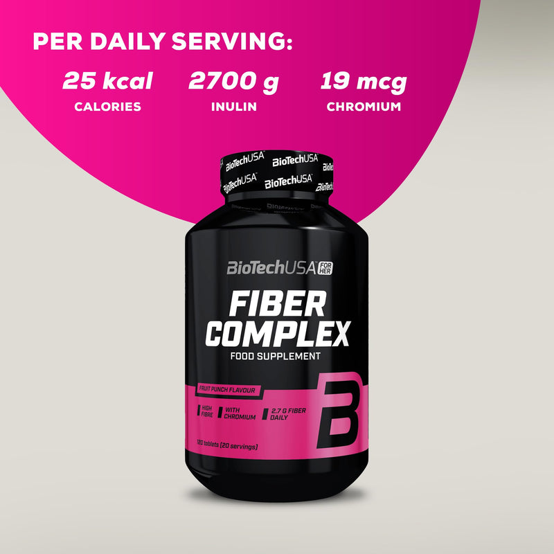 BioTechUSA Fiber Complex | Flavored Chewable Tablets | with Inulin and Chromium | for Effective Weight Control and Confidence Boost, 120 Tablets