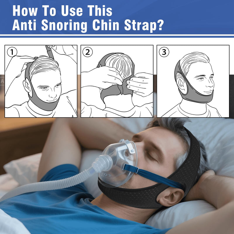 [Australia] - Anti Snoring Devices, Effective Airflow Jaw Strap for Sleep Apnea, Chin Strap for Sleeping Breathable and Comfortable, Adjustable Anti Snoring Chin Strap for Men and Women 52CM 
