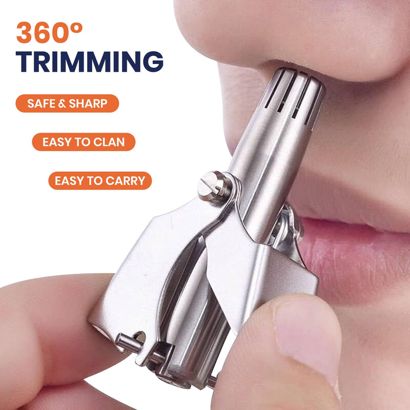 Stainless Steel Hair Trimmer for Men and Women | Manual Nose and Ear Hair Trimmer | Nose Clippers, 360° Rotating Hair Trimmers | Washable Nose Hair Remover Silver (Stainless Steel) 1