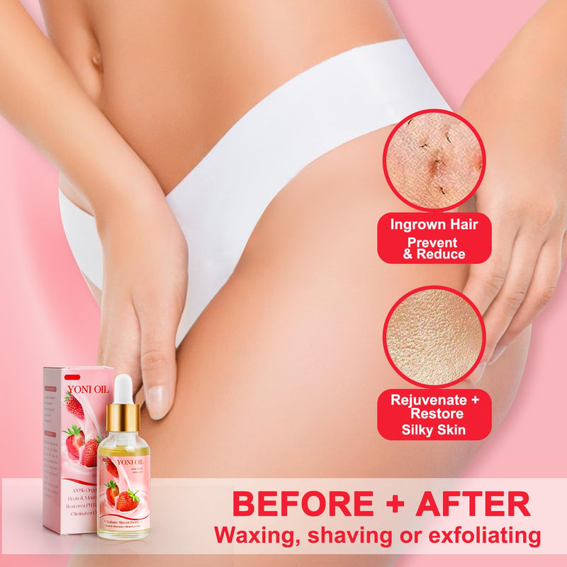 [Australia] - Feminine Wash & Yoni Oil & Yoni Soap Set for Women, Yoni Wash for Vaginal Ph Balance Remove Odor Moisturizing, 1 Fl.Oz Feminine Oil & 5.07 Fl.Oz Vaginal Wash 5.29OZ Yoni Soap Bar, Strawberry Scent 