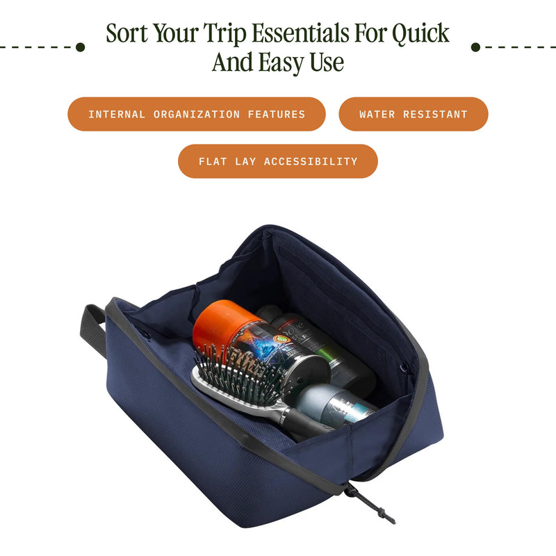 Eagle Creek Pack-It Gear Dopp Kit, Weekend Getaway Travel Pouch, Rush Blue | Durable, Water-Resistant Toiletry Bag, Strong Zippers, Easy to Carry Handle, Luggage Organizer