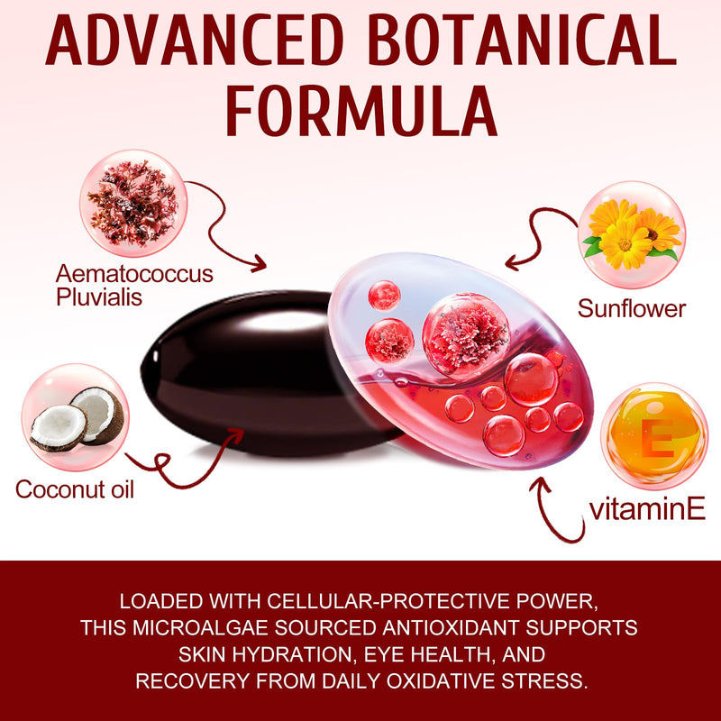 Astaxanthin Supplements 12mg 120 Softgels,Premium Astaxanthin Antioxidant Supplements,Fresh Microalgae Source,High Absorption for Eye & Skin Support,Natural Formula,Fresh Microalgae Source