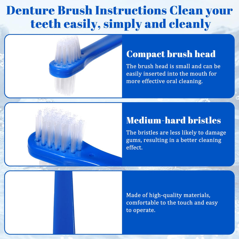 [Australia] - 6 Pack Dual Headed Firm Hard Bristle Toothbrush, Portable Denture Brush, Denture Clean Toothbrush for Dentures Braces Cleaning 