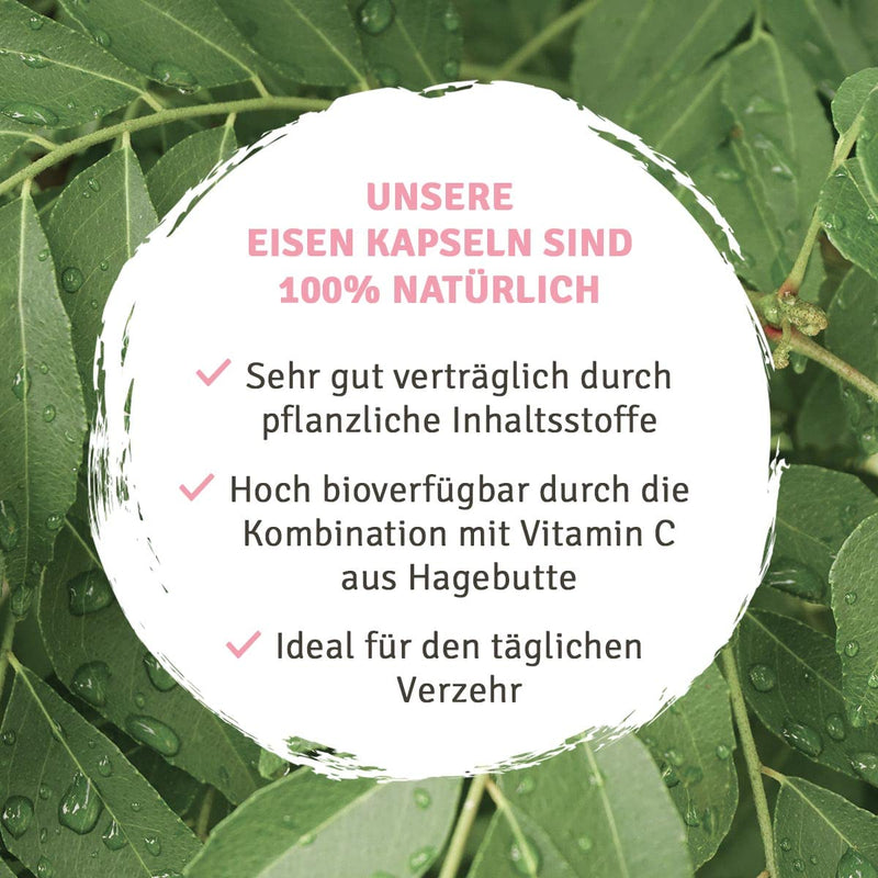 [Australia] - Natural iron + vitamin C from curry leaf extract and rosehip extract. 14-28mg pure iron and 80-160mg vitamin C per daily dose. 120 capsules in a 2-4 month supply. Vegan + made in DE. 