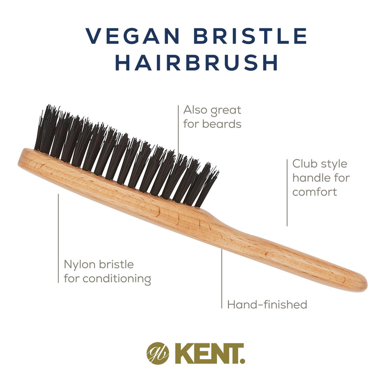 Kent V10 Vegan Boar Bristle Hair Brush and Beard Brush for Men, Eco Friendly Bristle Brush for Smoothing Hair, Taming Beards and Mustaches (Small) Small