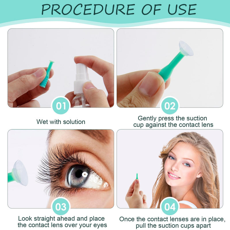[Australia] - Pack of 6 Silicone Contact Lens Remover Contact Lens Insertion Removal Tool Eye Lens Removal Applicator with Travel Box for Hard Lenses Ergonomic Design for Travel Home Use (Green) 