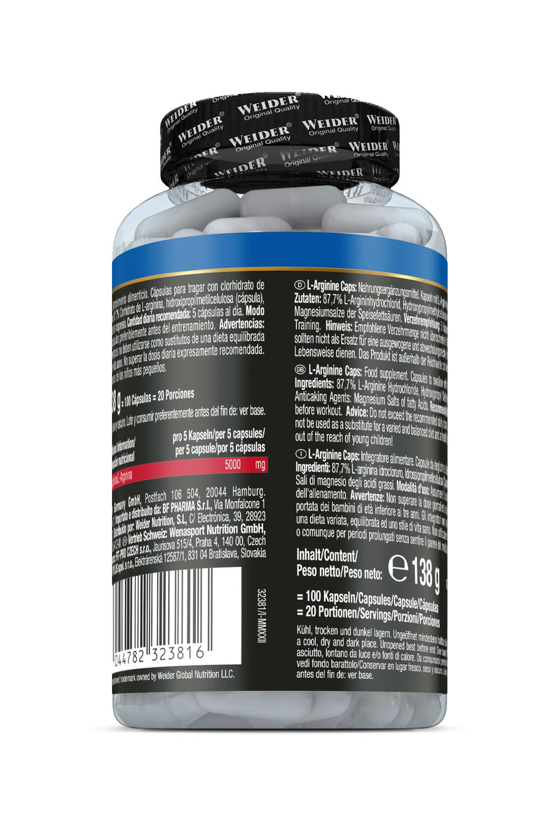 Weider L- Arginine Caps, 100 Capsules