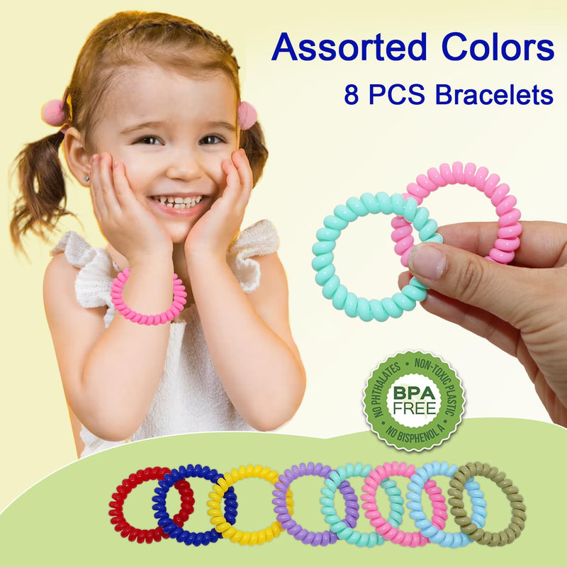 [Australia] - Sensory Chew Bracelets for Boys and Girls, 8 Pack Stretchy Coil Bracelet Fidget Toys for Kids with Autism ADHD SPD or Special Needs, Oral Motor Aids Jewelry Reduce Teething Biting and Anxiety 