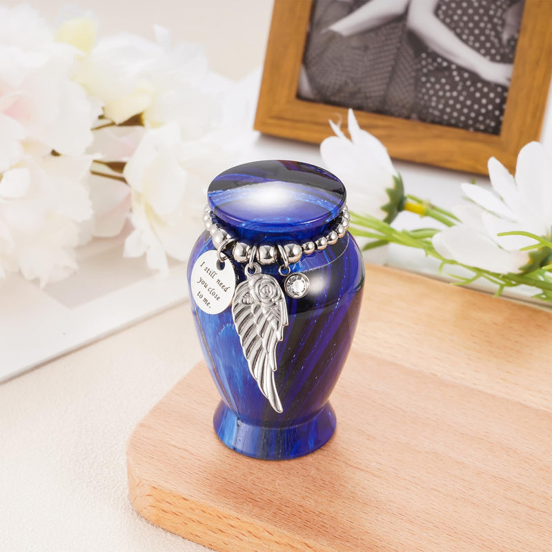 [Australia] - Dletay Small Urns for Human Ashes 2.85 Inch Mini Cremation Urns for Mom Dad Aluminum Keepsake Urns for Ashes Mini Keepsake Sharing Urns-Navy Blue Navy Blue 