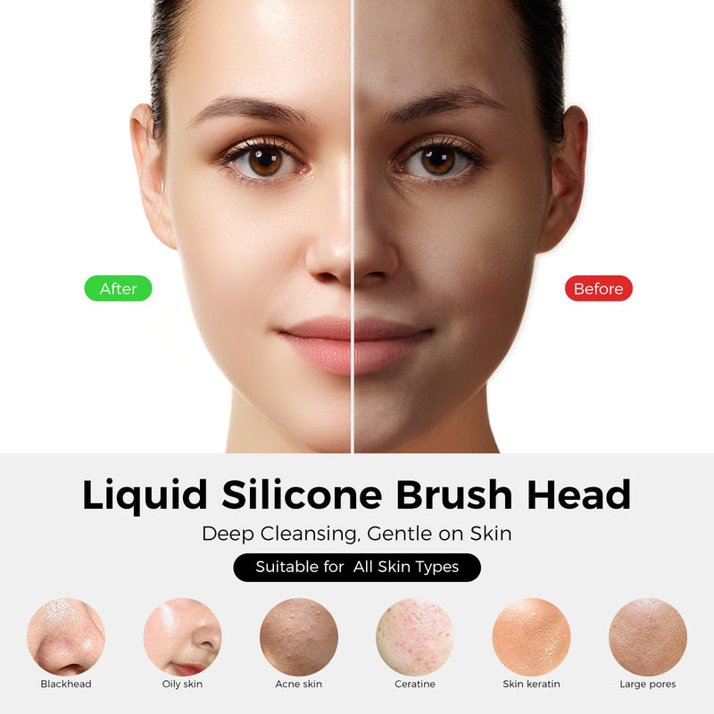 [Australia] - Facial Cleansing Brush Face Scrubber - Rechargeable Electric Face Cleansing Brush with 4 LED Gentle Light Liquid Silicone Modes Exfoliator,IPX7 Waterproof Ideal Gift for Men and Women-Black Black 