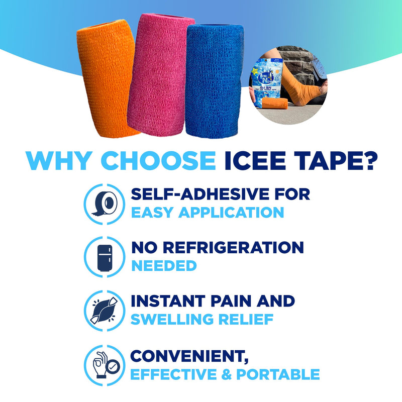 [Australia] - IceeNow - Ice Bandage Wrap Tape, Self Sticking Bandage Wrap, Instant Cold Compress Compression Tape Wrap, Athletic Muscle Tape, Athlete Tape for Pain and Swelling, No Refrigeration Needed, Blue 