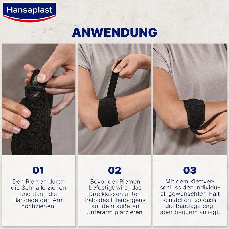 [Australia] - Hansaplast Protective tennis elbow bandage, supportive bandage protects and supports the arm, elbow bandage suitable for right and left elbow, one size - adjustable 