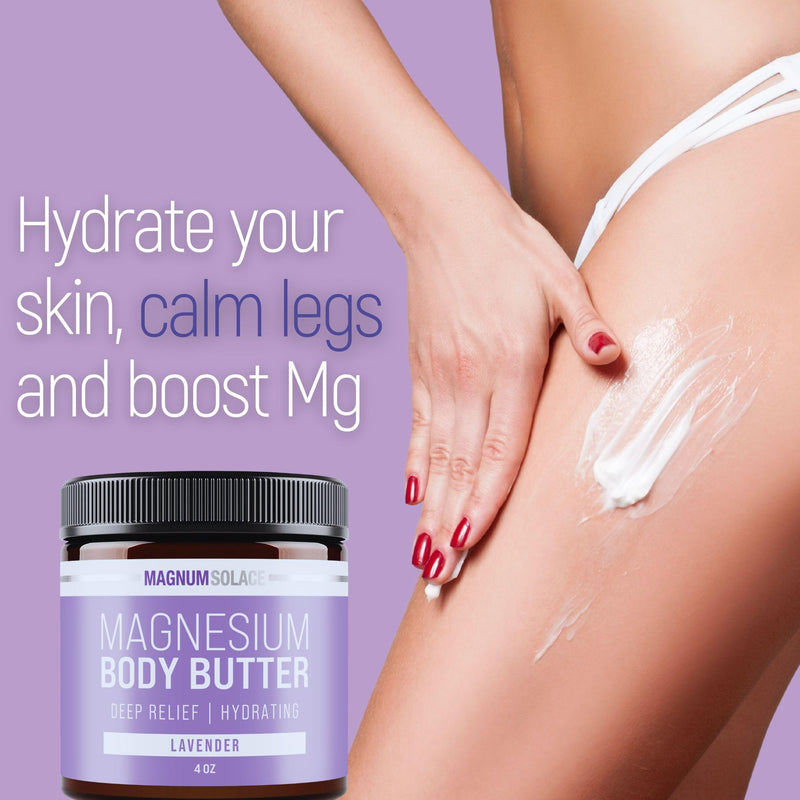 Magnum Solace Magnesium Body Butter - Nighttime Magnesium Cream - Lightly Scented (Lavender) Lavender