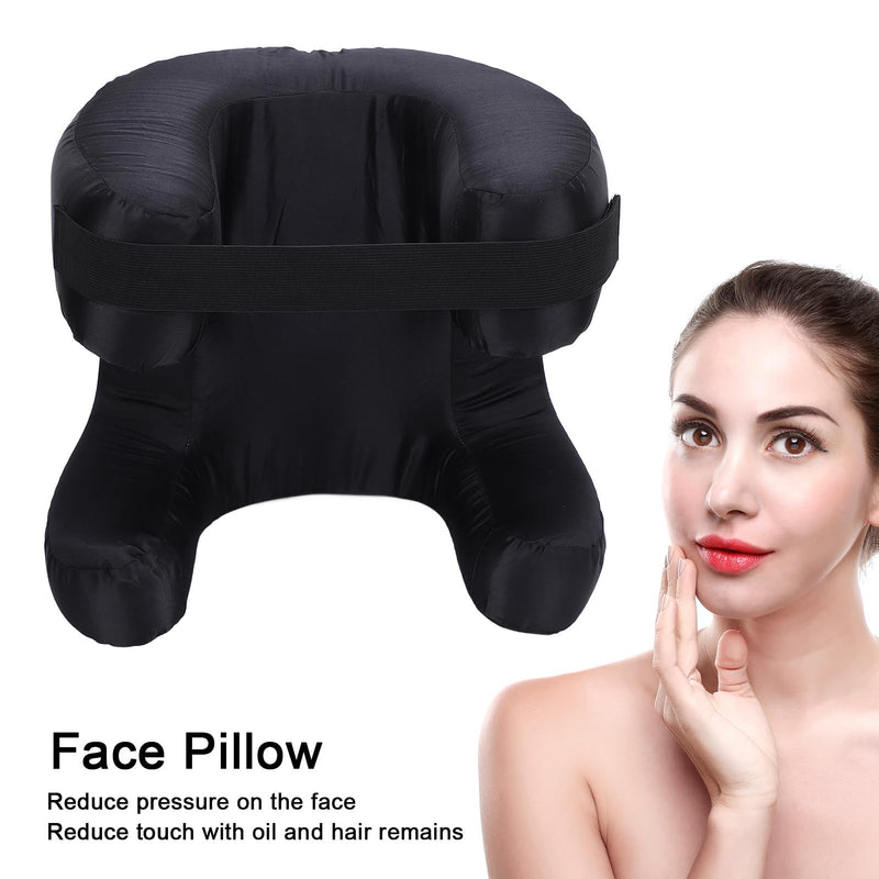 [Australia] - Memory Foam Face Pillow, Ergonomic Design, Silk Fabric Beauty Pillow for Back Sleep Training Pillow, Memory Foam Support, Soft Cushioning, Suitable for Comfortable Sleep (Black) Black 