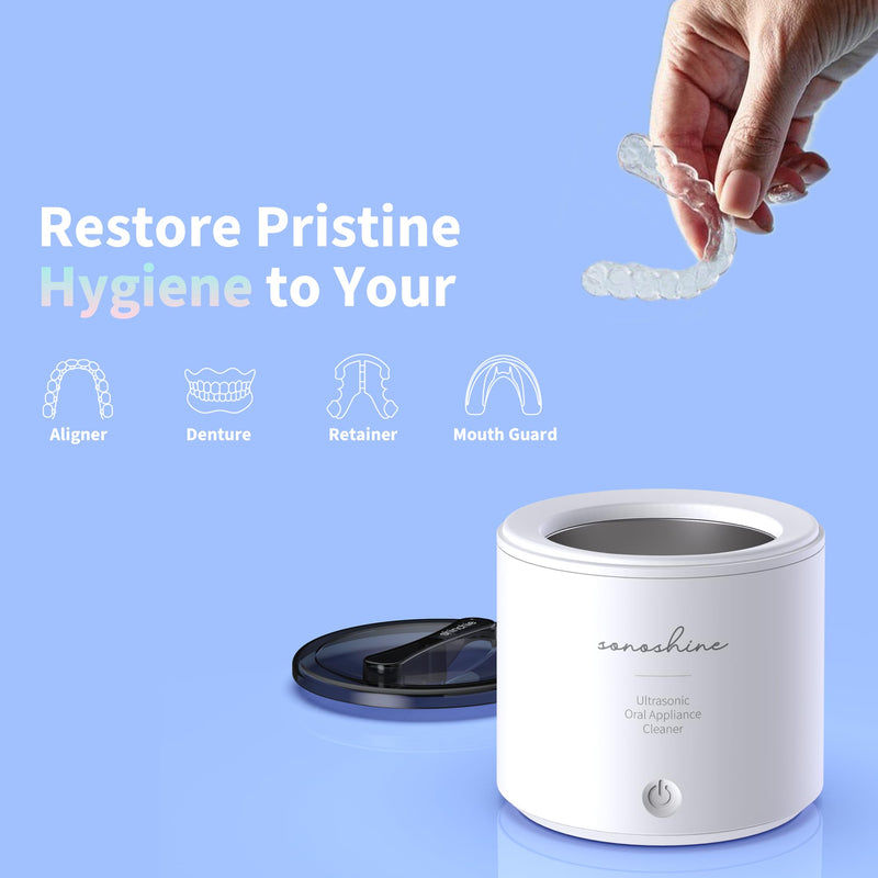 [Australia] - Ultrasonic Retainer Cleaner ‚Äì Auto-Adjust 39-48kHz Electric Cleaner for Aligner, NightGuard, Mouth Guard, Denture & More | Easy & Quiet White 