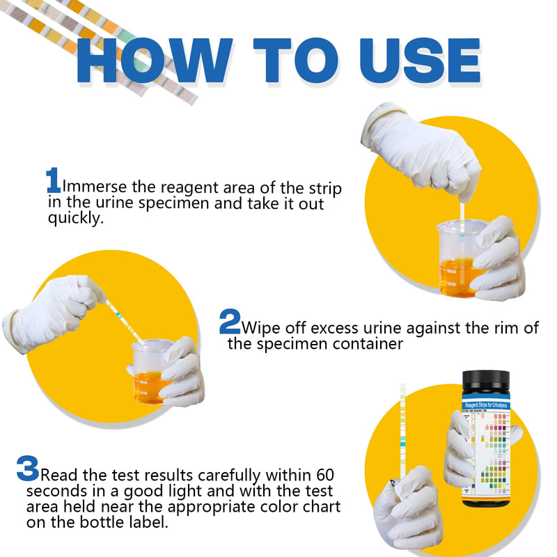 [Australia] - 14-Panels Urinalysis Test Strips | 120 Strips, Urinalysis and Detection for Kidney, Liver, UTI, Ketosis - SG, PRO, BIL, KET, CRT +9 More 