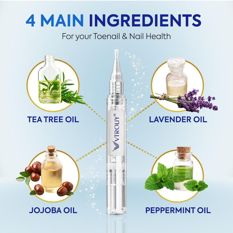Toenail Fungus Pen Extra Strength: Nail Treatment with 25% Undecylenic Acid & Tea Tree Oil - Repairs Yellow Thick Brittle Toe and Fingernails - 3 Pens with 5 Nail Files 0.14 Fl Oz (Pack of 3)