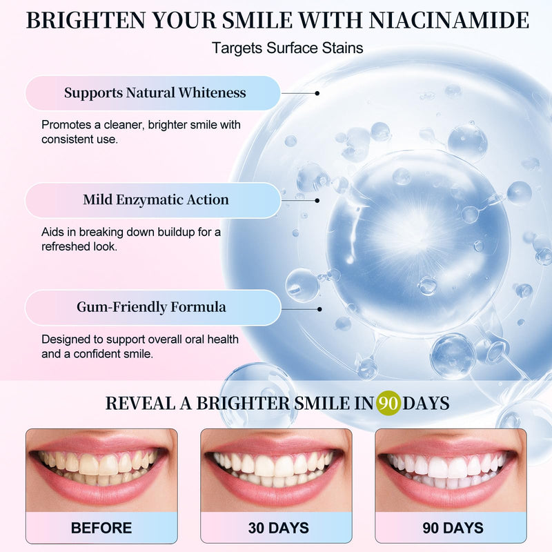Niacinamide Whitening Toothpaste 2Pcs, Niacinamide Intensive Toothpaste, Fresh Breath, Remove Tooth Stains, Protects Tooth Enamel and Freshens Breath, for Sensitive Teeth 7.6 Oz