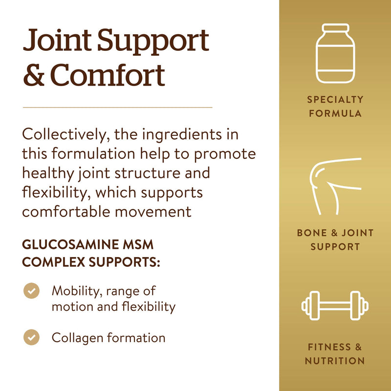 [Australia] - Solgar Glucosamine MSM Complex, 120 Tablets - Promotes Healthy Joints - Supports Range of Motion & Flexibility - Supports Collagen - Shellfish-Free - Gluten Free, Dairy Free, Kosher - 40 Servings 