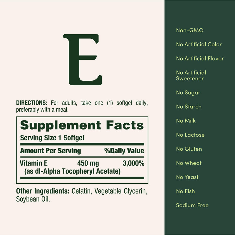 Nature's Bounty Vitamin E 1000 IU Softgels, 60 Count 60 Count (Pack of 1)