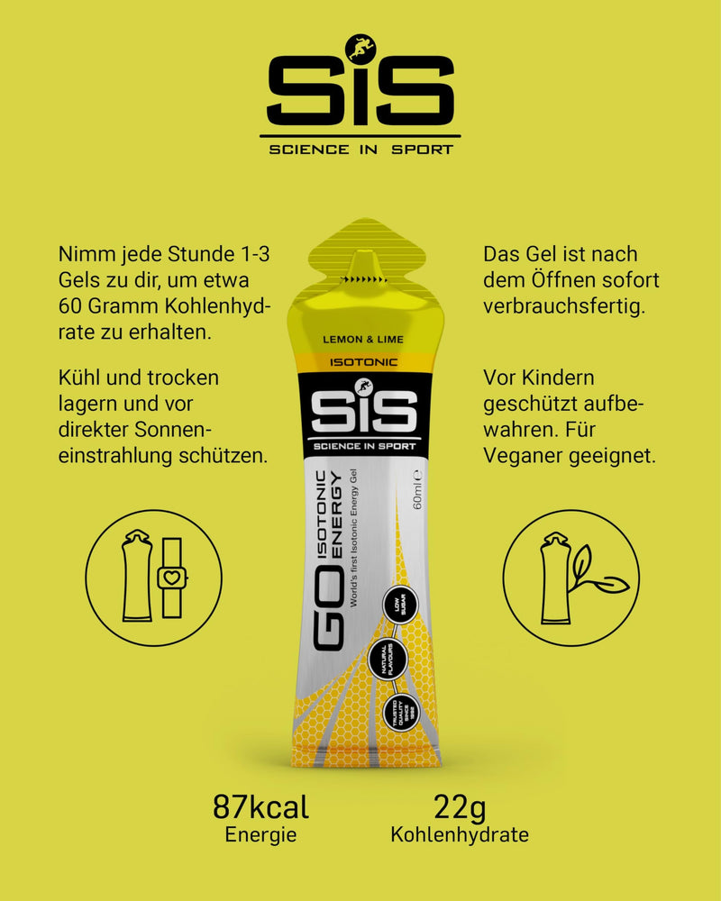 [Australia] - Science in Sport GO Isotonic Energy Gel 30 x 60ml Lemon Lime, Vegan - Isotonic formulation with 22g carbohydrates, good energy supplier, alternative for isotonic drinks Lemon Lime 30 x 60 ml 
