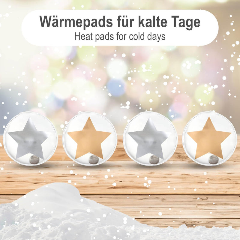 [Australia] - com-four® 4x reusable pocket warmers - hand warmers with star motif - heat pad for cold days and for on the go - heat kink cushion (04 pieces - large star, transparent) 04 pieces - large star, transparent 