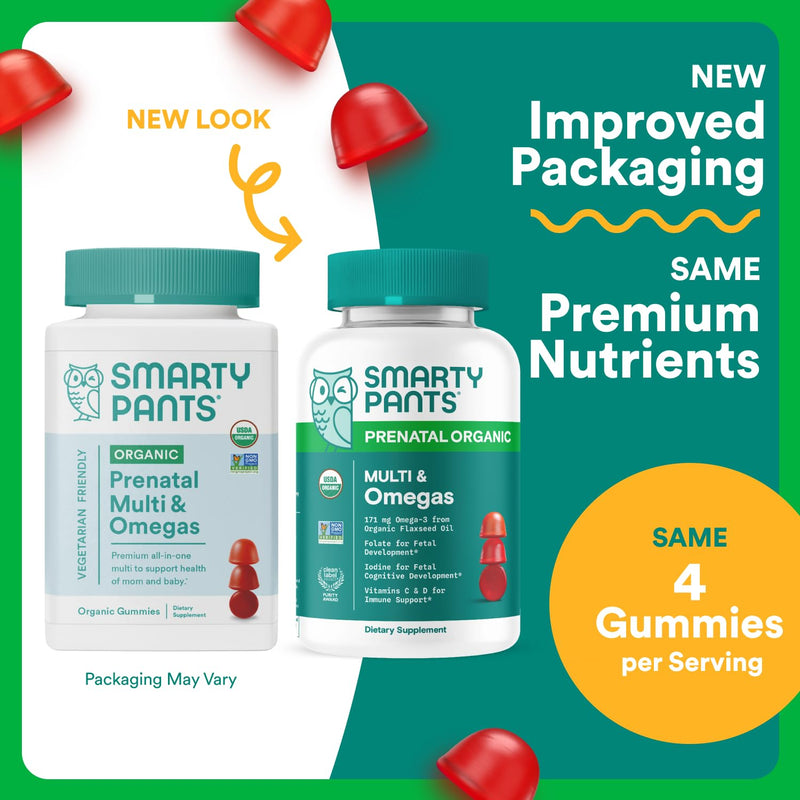 [Australia] - SmartyPants Organic Prenatal Vitamins for Women, Multivitamin Gummies: Biotin, Methylfolate, Omega 3 (ALA), Vitamin D3, C, Vitamin B12, B6, A, K2 & Zinc, Choline, Vegetarian, 120 Count (30 Day Supply) 120 Count (Pack of 1) 