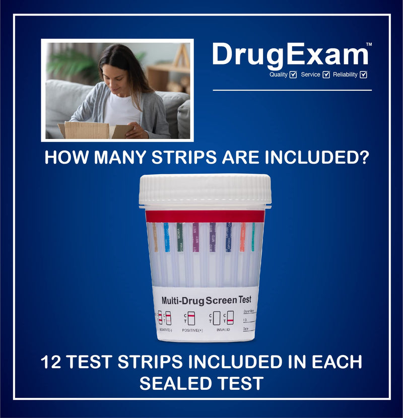 3 Pack - DrugExam 12 Panel Drug Test Cup Kit with Temperature Strip-Testing Marijuana THC50/AMP500/BAR300/BZO300/COC150/MDMA500/MET500/MTD300/OPI300/OXY100/PCP25/TCA1000.Urine Test