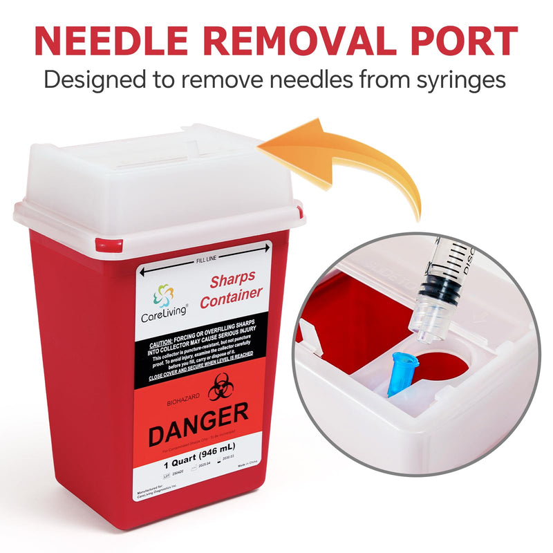 [Australia] - Sharps Container, Sharps Containers for Home Use, 1 Quart (3-Pack), Needle Disposal Containers, Sharps Disposal Container, Small Portable Container for Travel 3 