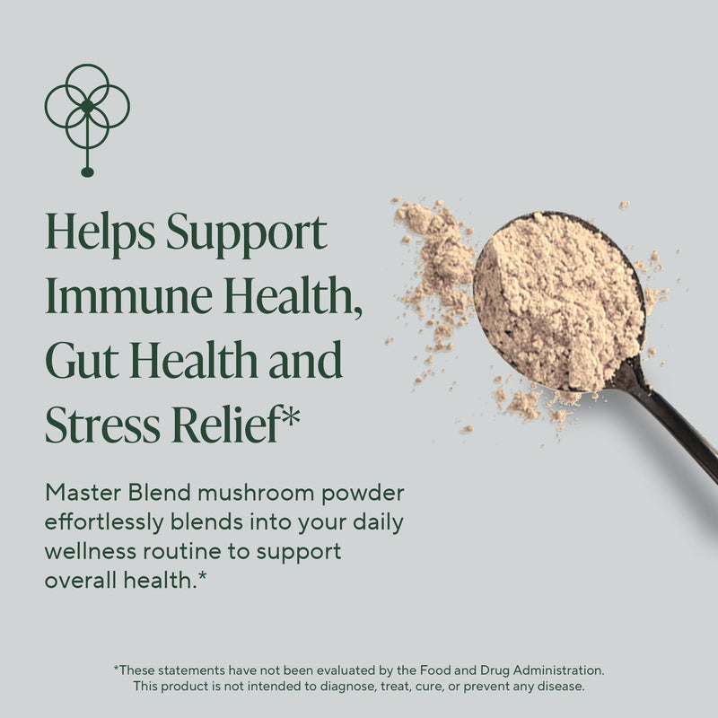 [Australia] - OM Mushrooms Master Blend Mushroom Powder ‚Äì Organic Mushroom Supplement with 10 Mushrooms and Ashwagandha - Support Immunity, Gut Health & Stress Relief, 6.34 oz (80 Servings) 6.2 Ounce (Pack of 1) 