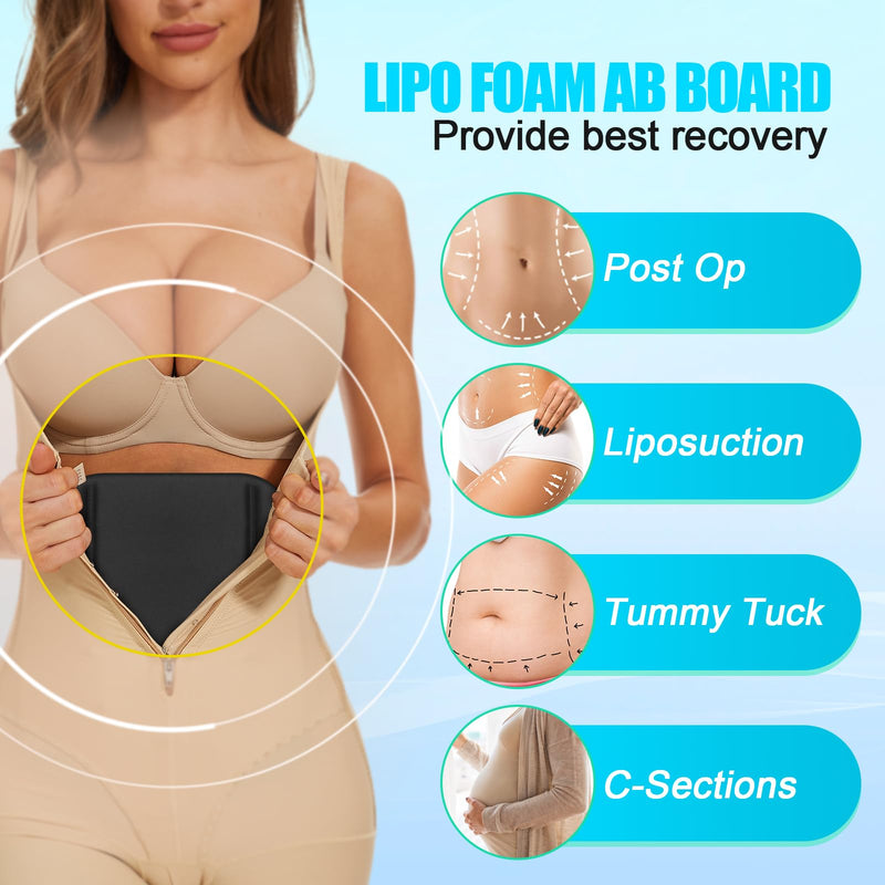 Ab Board Post Surgery Liposuction - Lipo Foam Ab Board, Lipo Abdominal Board Post Surgery, Abdominal Compression Lipo Board for Tummy Tuck, Tabla Para Fajas de Mujeres Abdomen (Black)