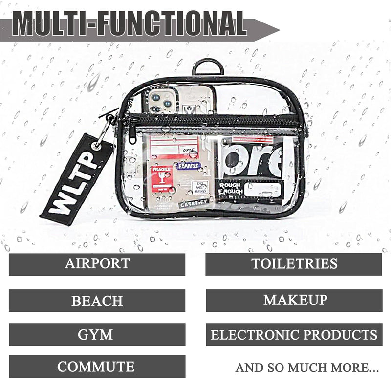 Rough Enough Clear Toiletry Bag Quart Size for Travel, Men Women | YKK Zipper, Leak Resistant Design, Keychain Hook, Airport Security Ready, Fits 3oz Bottles,7×6×1.5 Inches, Easy Carry